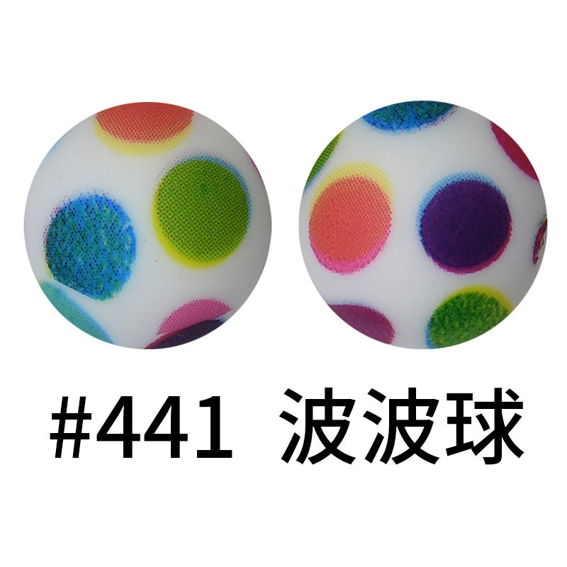 Wholesale 50pcs 16mm Print Silicone Beads Colorful Silicone Water Transfer Beads